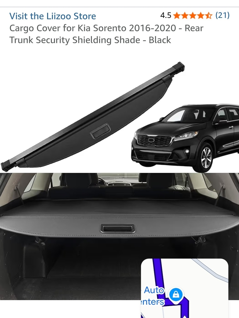 Rear Trunk Cargo Cover Security Shade for Kia Sorento & Cargo Net 2016-2019